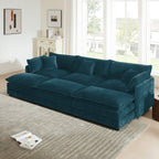 Comfortable Deep Seat Modular 3 Seater Sectional Sofa with Ottomans - Chenille