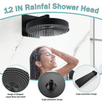 Matte Black Concealed Shower System with Dual Control Valve - Matte Black