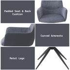 Gray Arm Chair Set with Padded Cushions - Hester