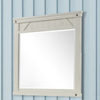 Industrial Farmhouse Mirror with Distressed Wood Frame - White