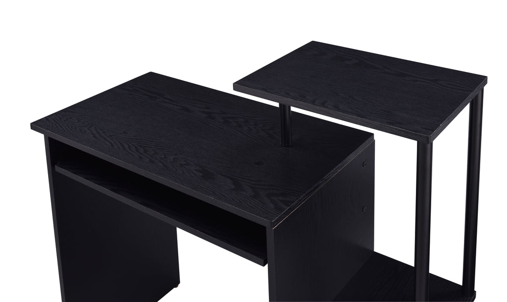 Rectangular Computer Desk with Keyboard Tray - Metal & Veneer Finish