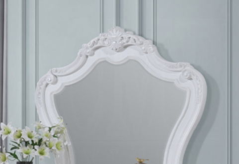 Latisha Mirror in White with Wood Frame - White