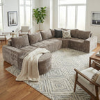 Modular Cloud Sectional Sofa Set with Deep Seating - Choose Beige, Dark Gray, or Dark Brown