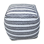 Handcrafted Fabric Accent Pouf with Durable Cotton - Natural / Black