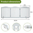 Wooden Freestanding Foldable Pet Gate with Solid Wood Construction - 24 Inch