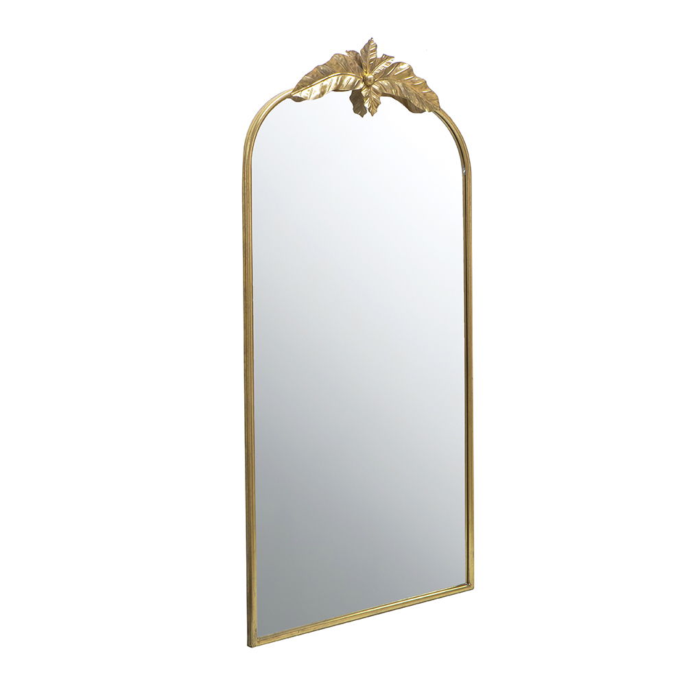 Gold Arched Wall Mirror with Metal Frame - Decorative Accent