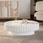 Fluted Storage Table with Lift-Off Lid - Cream White