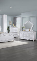 Latisha Mirror in White with Wood Frame - White