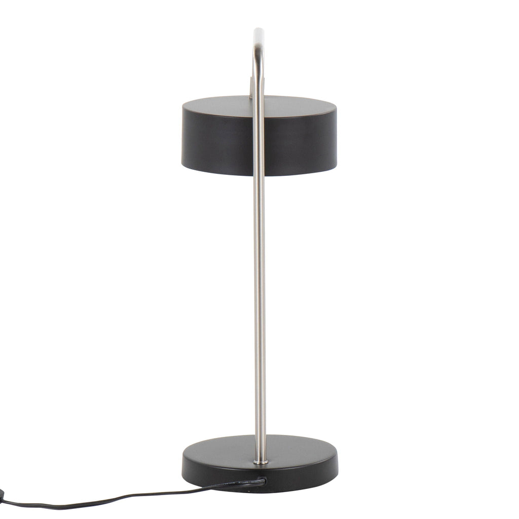 Contemporary Table Lamp with Adjustable Shade - Nickel / Black