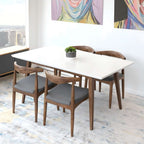Modern Rectangular Dining Table with Solid Wood Construction - Dark Brown or White