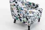 Upholstered Accent Chair with Solid Wood Legs - Vintage Armchair - Blue and White