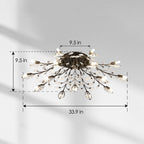 15-Light Chandelier with Crystal Accents - Matte Black