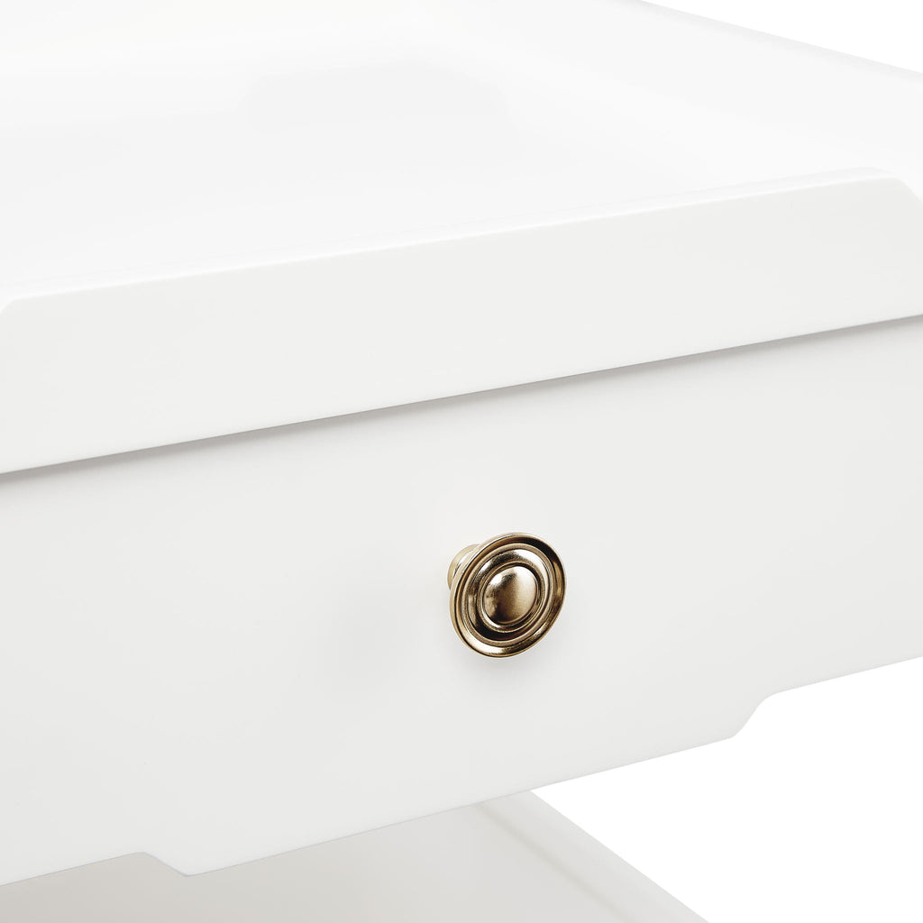 1 Drawer Nightstand with Solid Wood Frame - Blue, Dark Green, or White