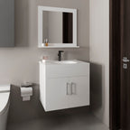 White Bathroom Set Vanity Sink with Mirror - 2 Doors, 1 Shelf
