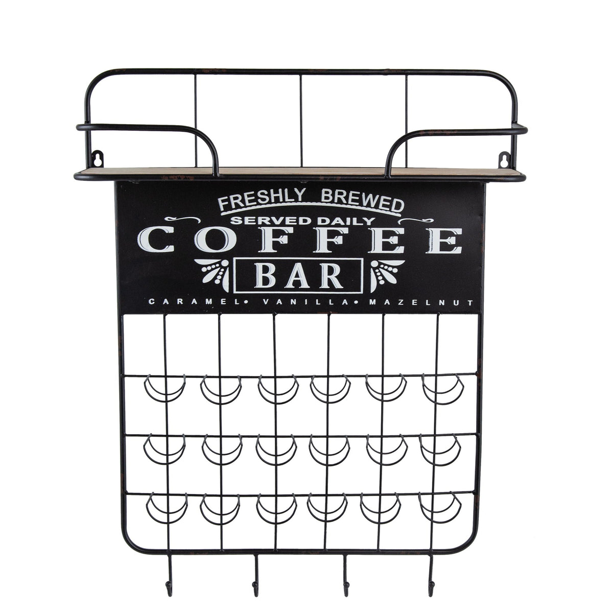 Floating Coffee Bar Shelf with Coffee Pod Holder and Storage Shelf - Black