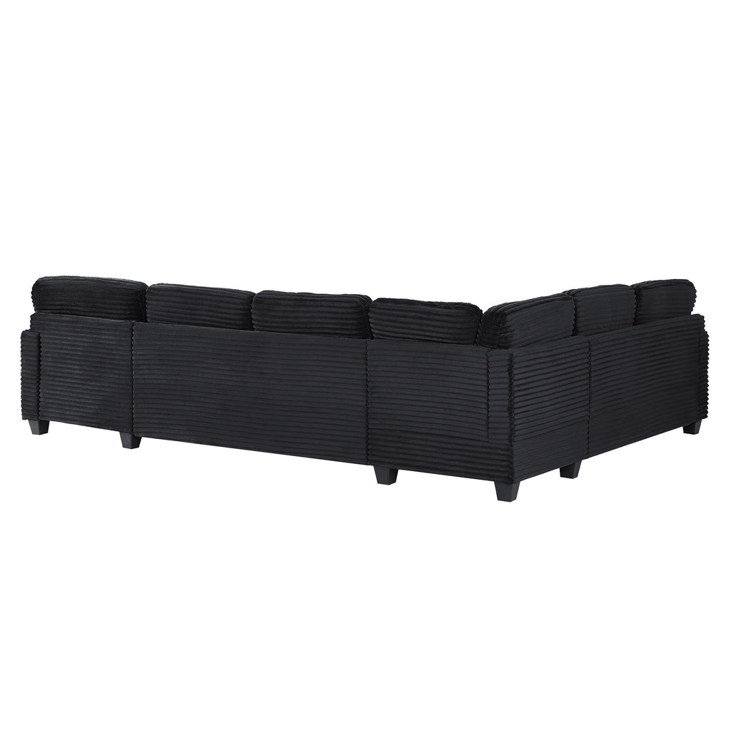U-Shaped Upholstered Sectional Sofa with Movable Ottoman