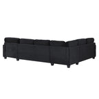 U-Shaped Upholstered Sectional Sofa with Movable Ottoman