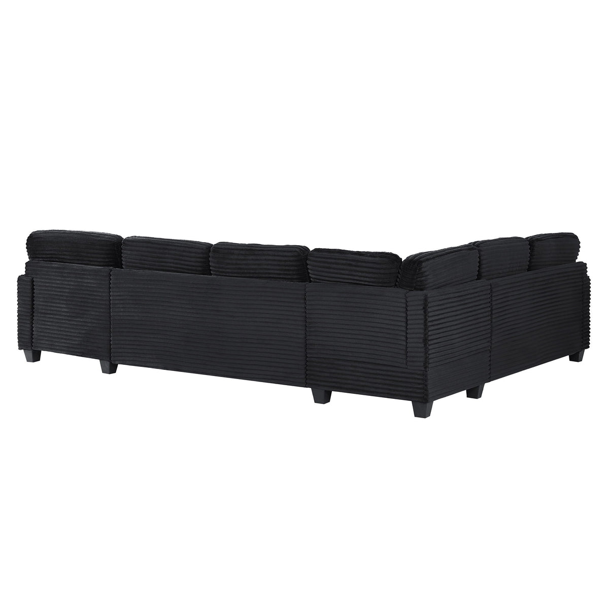U-Shaped Upholstered Sectional Sofa with Movable Ottoman