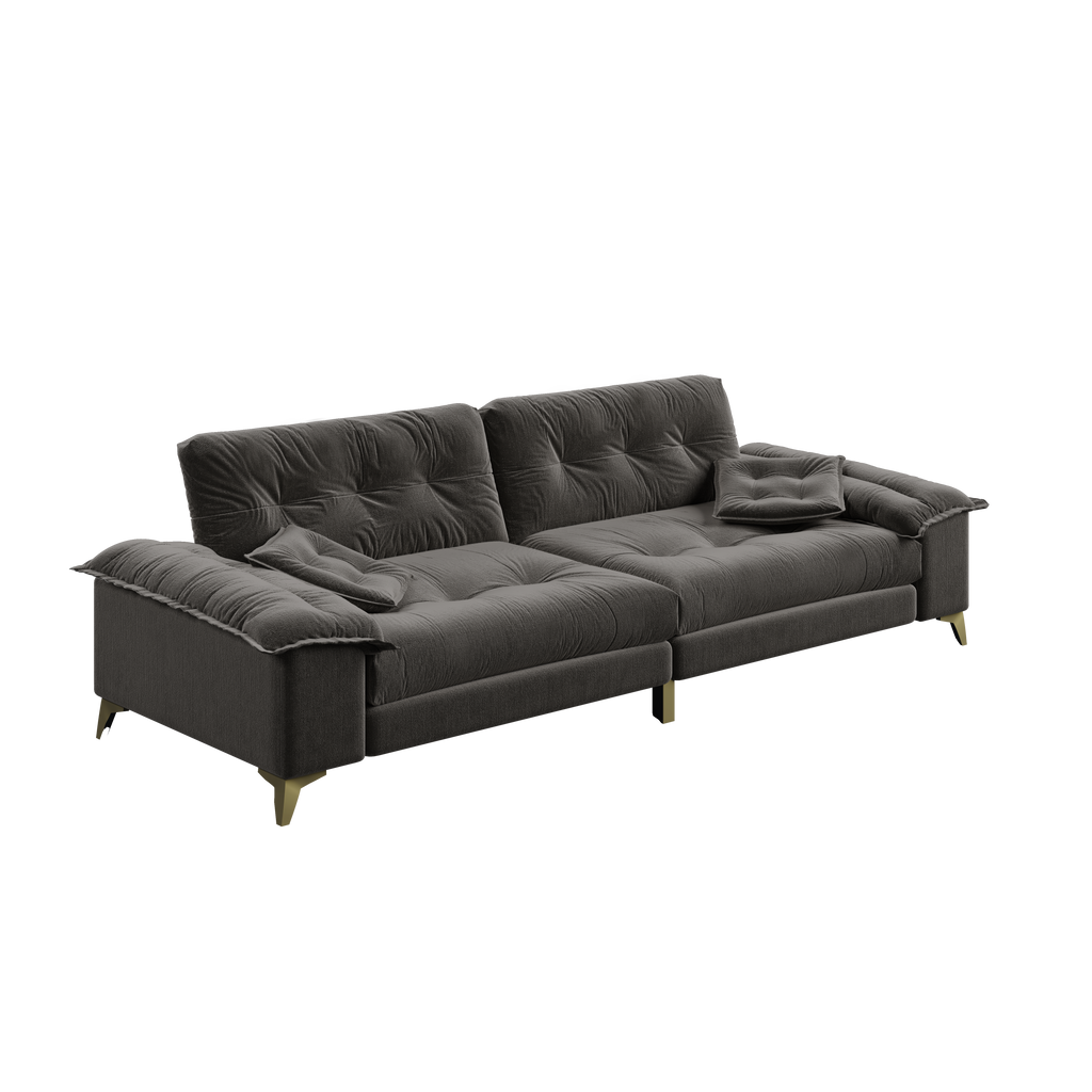 Modern 4-Seater Cloud Sofa with Wide Flip Armrests - Chenille