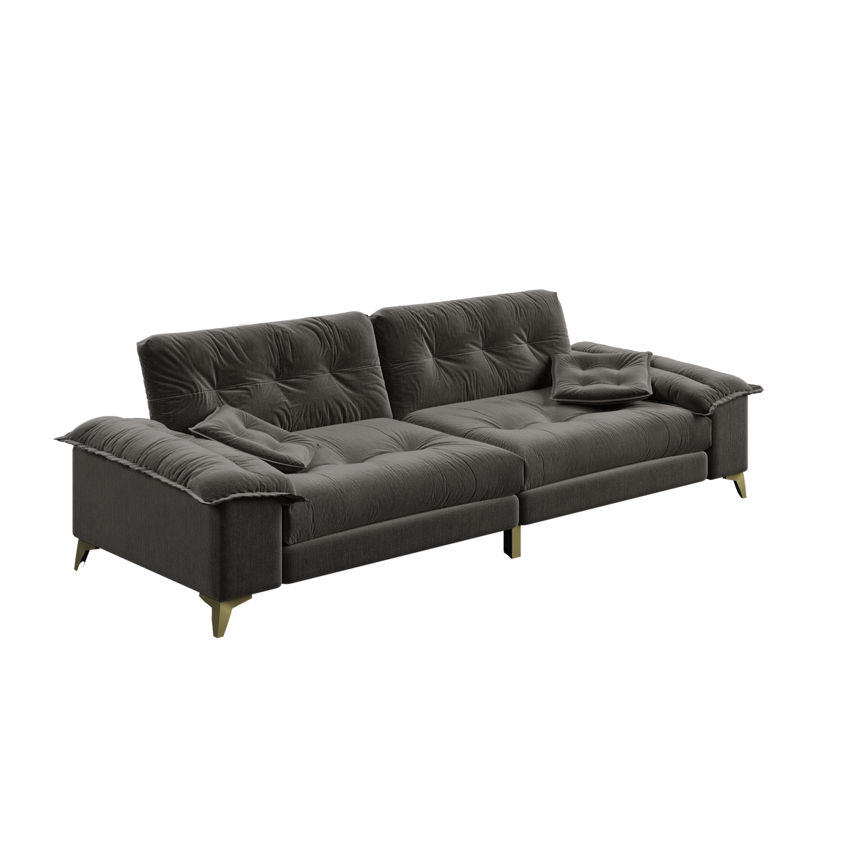 Modern 4-Seater Cloud Sofa with Wide Flip Armrests - Chenille
