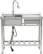 Stainless Steel Utility Sink with Pull-Out Faucet - Silver