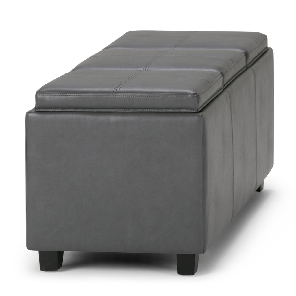 Avalon Upholstered Storage Ottoman with Flip-Over Serving Trays - Multiple Colors