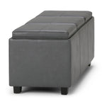 Avalon Upholstered Storage Ottoman with Flip-Over Serving Trays - Multiple Colors