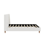 Upholstered Modern Platform Bed with Wingback Headboard - Beige or White
