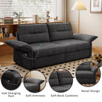 Grey Multifunctional Sofa Bed with Convertible 85-Inch Design - Plush Fabric