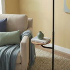 Seoul Floor Lamp With Rotary Switch Wood Table Base - Black / White