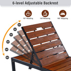 Outdoor Chaise with Adjustable Backrest - Light Brown or Dark Brown