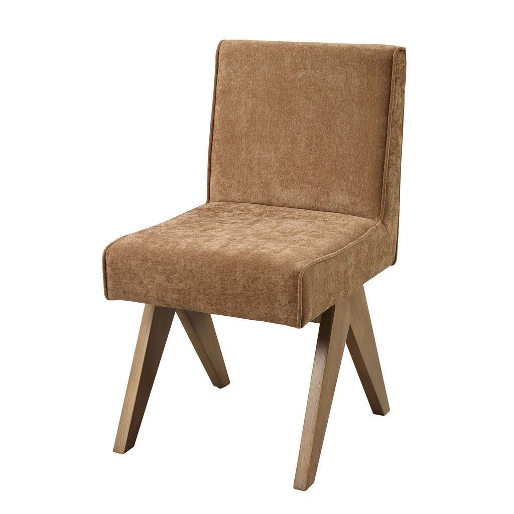 Zoey Dining Set with Rectangular Pedestal Table and Upholstered Chairs - Light Brown
