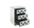 Mirrored Accent Table with Faux Diamond Drawers - Silver