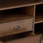 Tall TV Media Stand with Adjustable Storage - Rustic Natural Aged Brown