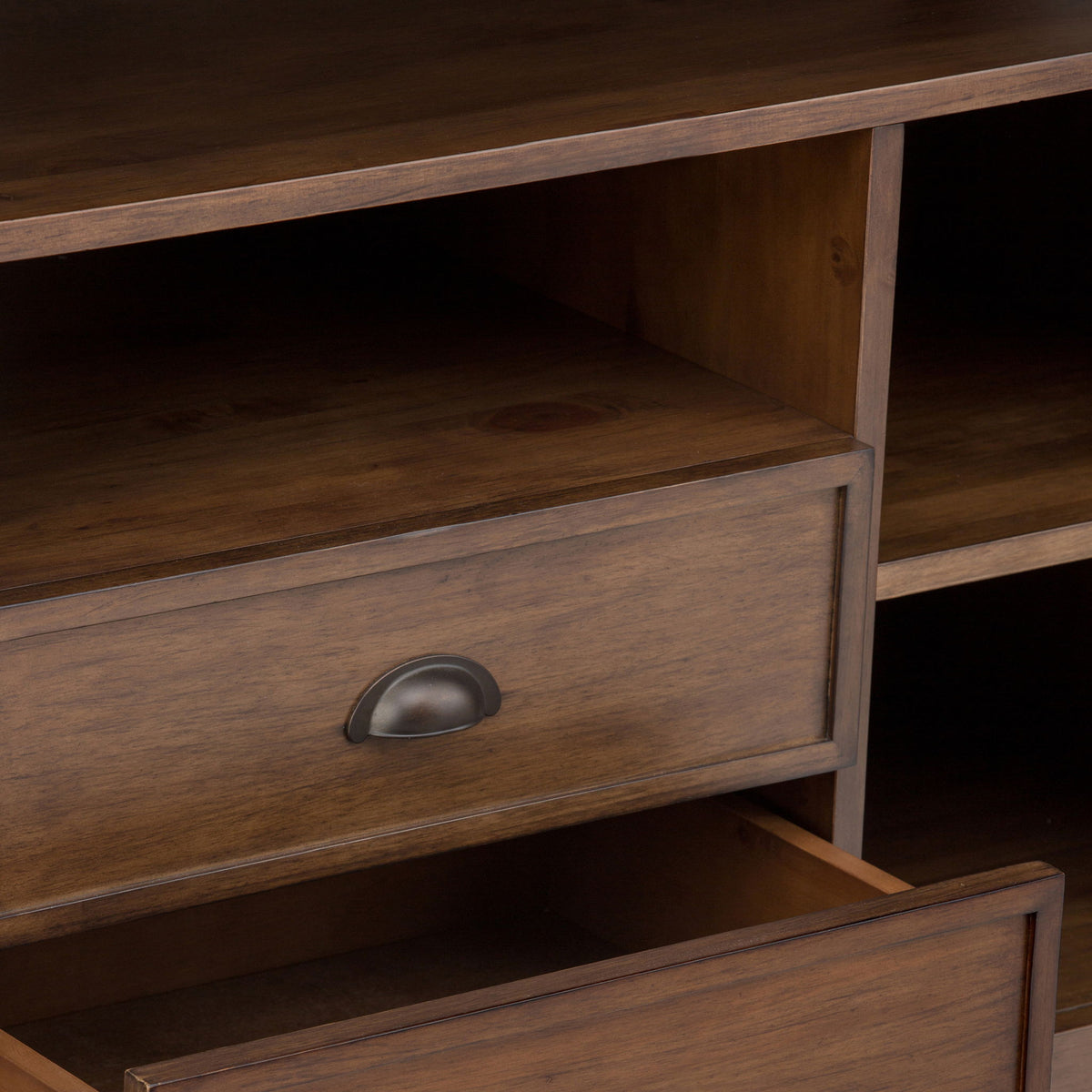 Tall TV Media Stand with Adjustable Storage - Rustic Natural Aged Brown