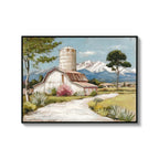 Framed Canvas Wall Art: Wildflower Barn Nature Print