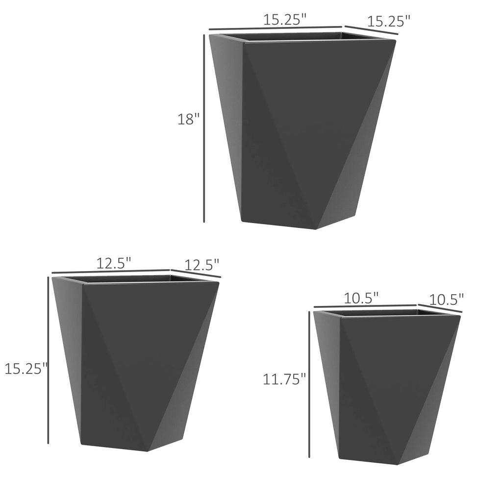 Gray Indoor Outdoor Planters Set of 3 with Drainage Holes