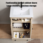 Bathroom Vanity with Porcelain Basin and 1 Drawer - Brown