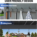 9x10FT Hardtop Grill Gazebo with Storage Shelves - Steel