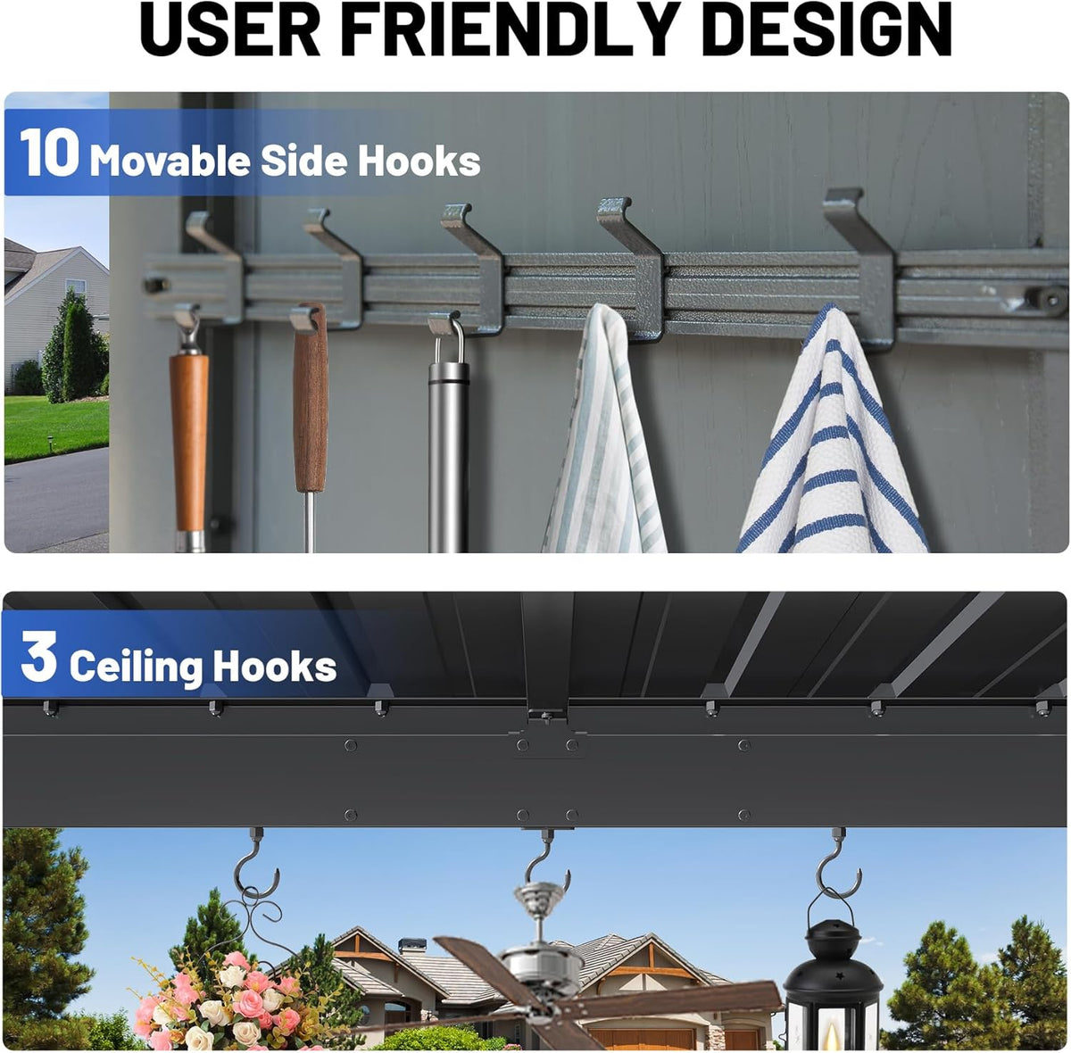 9x10FT Hardtop Grill Gazebo with Storage Shelves - Steel