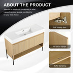 Modern Bathroom Vanity Combo with Single Resin Sink and Storage Cabinet - Light Brown