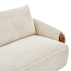 75 Inch Curved Boucle Upholstered Sofa with Solid Wood Frame - White