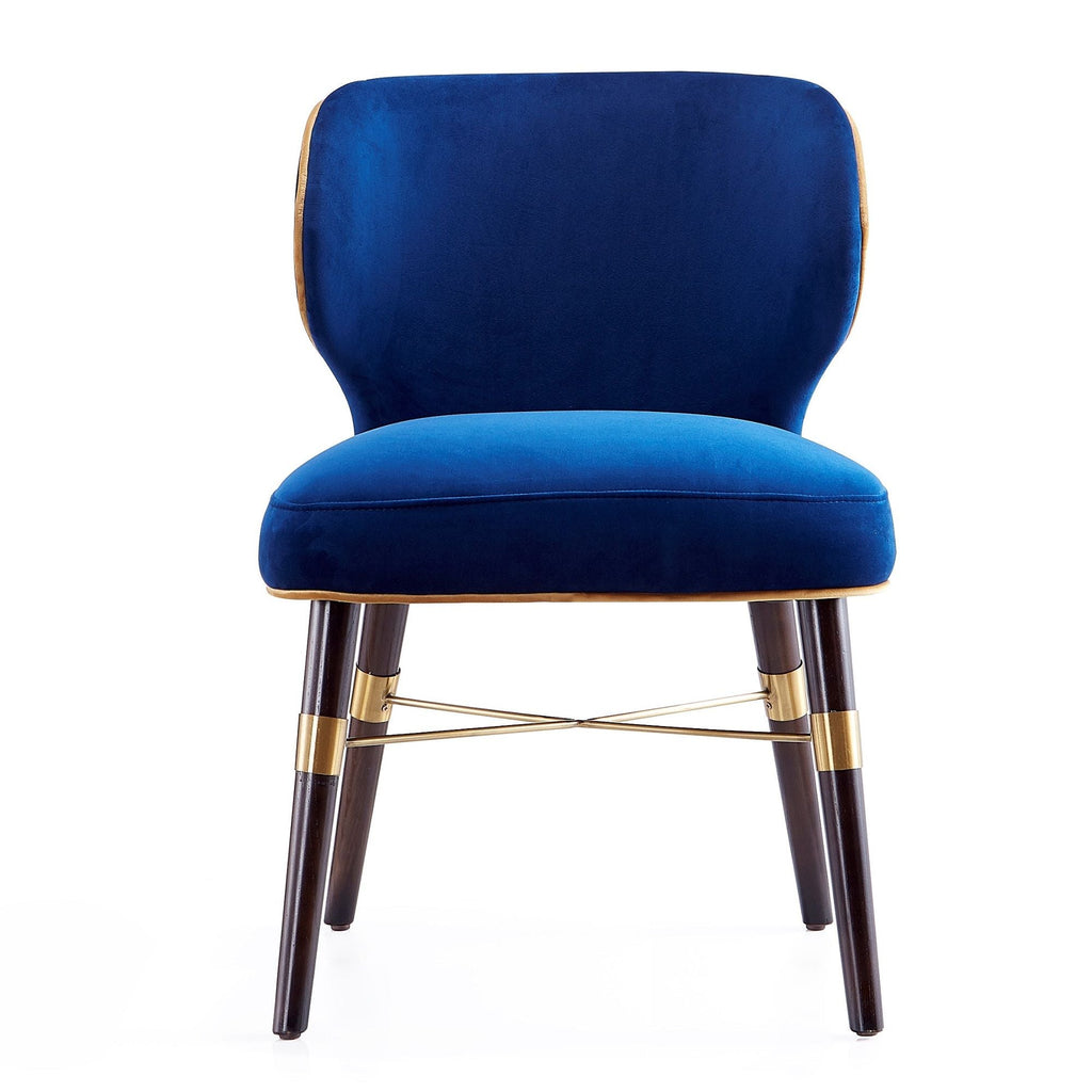Strine Dining Chair with Wood Frame and Modern Upholstery - Available in Dark Gray or Blue