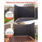 Retractable Side Awning with Waterproof Polyester Fabric - Grey or Beige