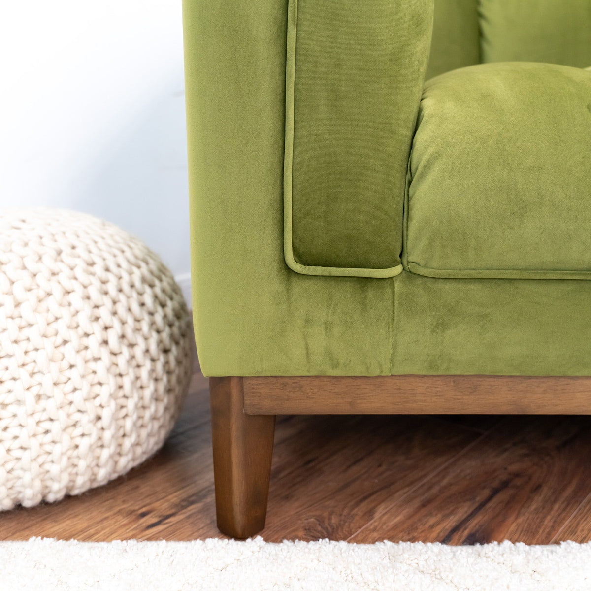 Mid Century Modern Sofa with Pet-Friendly Upholstery - White, Green, Orange