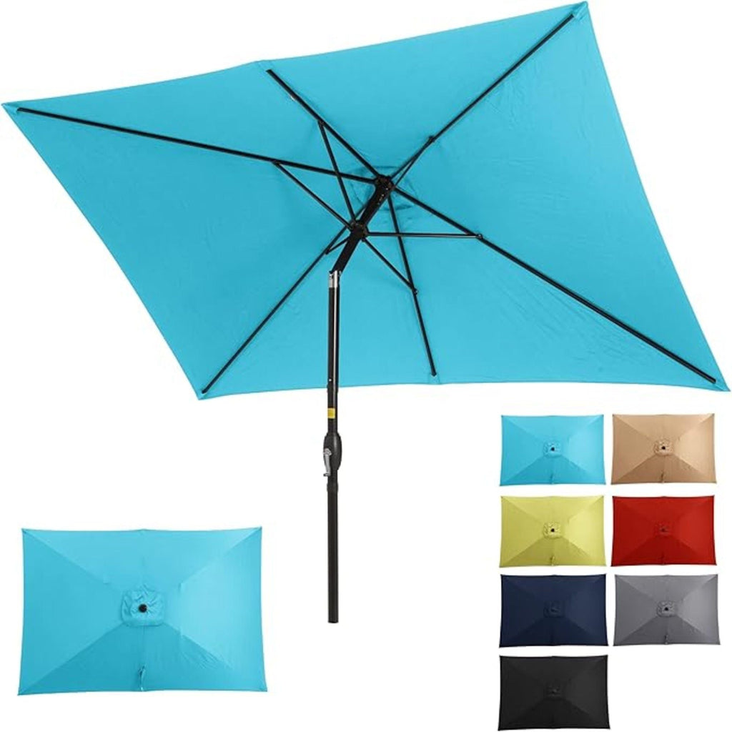 Rectangular Patio Umbrella with Crank Tilt - UV-Resistant Canopy