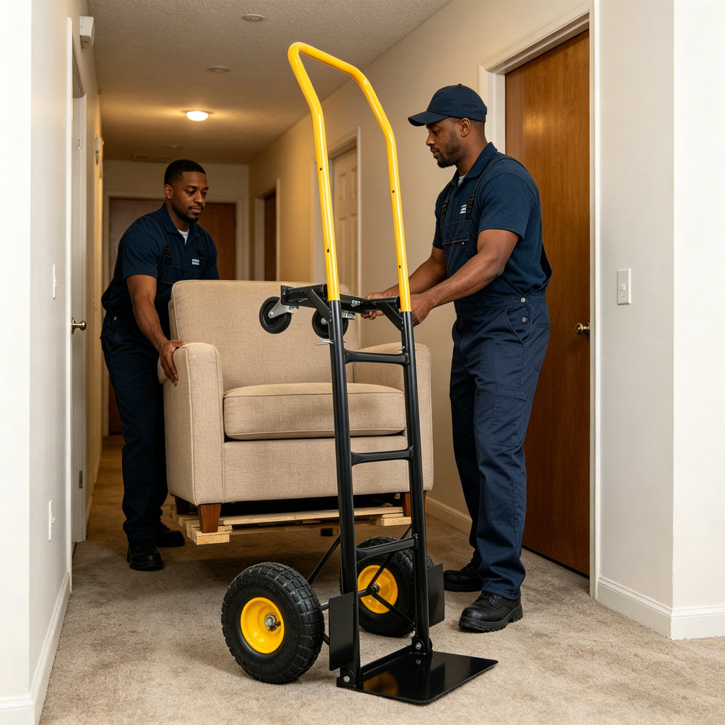 Dual Purpose Hand Truck Cart with Convertible Dolly Design - Black/Yellow