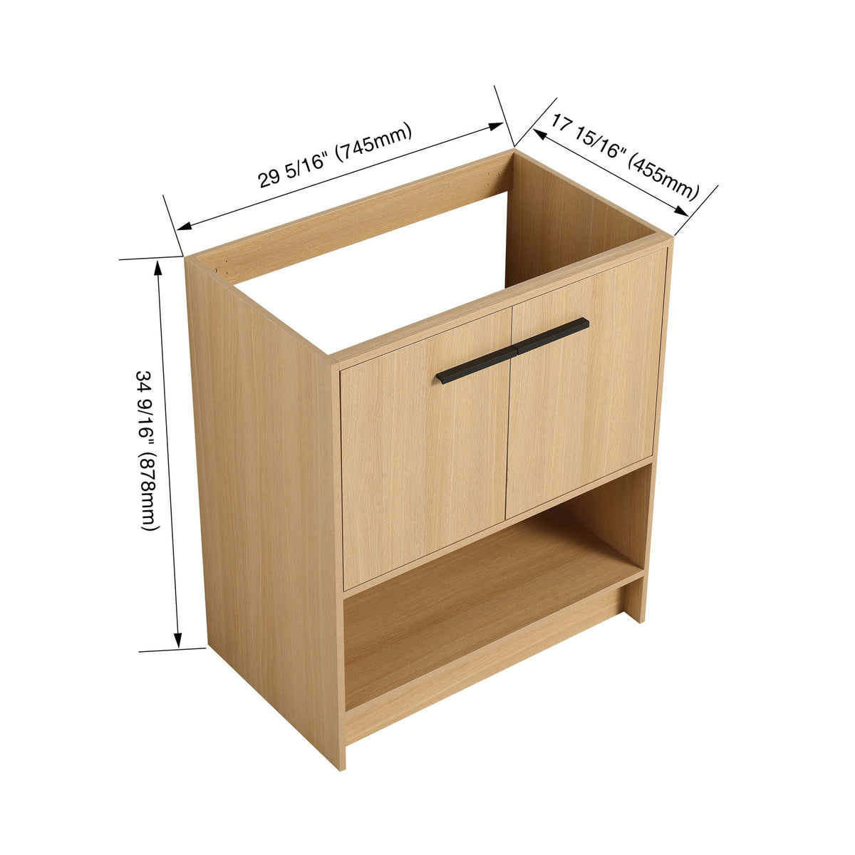 Modern Freestanding Bathroom Vanity with 2 Doors - Light or Dark Brown