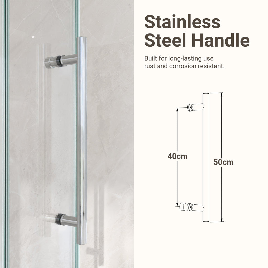Frameless Single Sliding Shower Door with Stainless Steel Rollers - Chrome