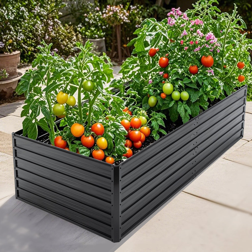 Metal Raised Garden Bed Kit with Gloves - Galvanized Steel
